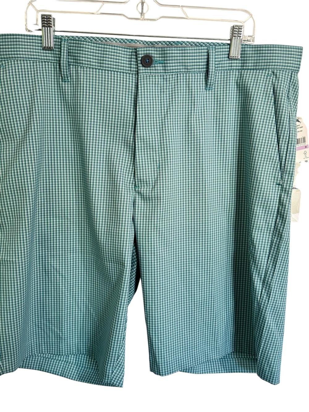 Tommy Bahama Shorts Ace Fairway Azul Mar Blue Check Island Zone Flat Sz 38 NEW!